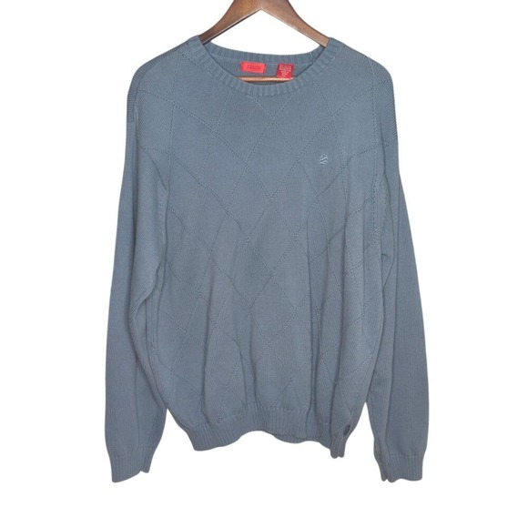 IZOD Knit‎ Sweater Long Sleeve Pullover Blue Argyle Cotton Spring Mens Size XXL - Picture 1 of 8